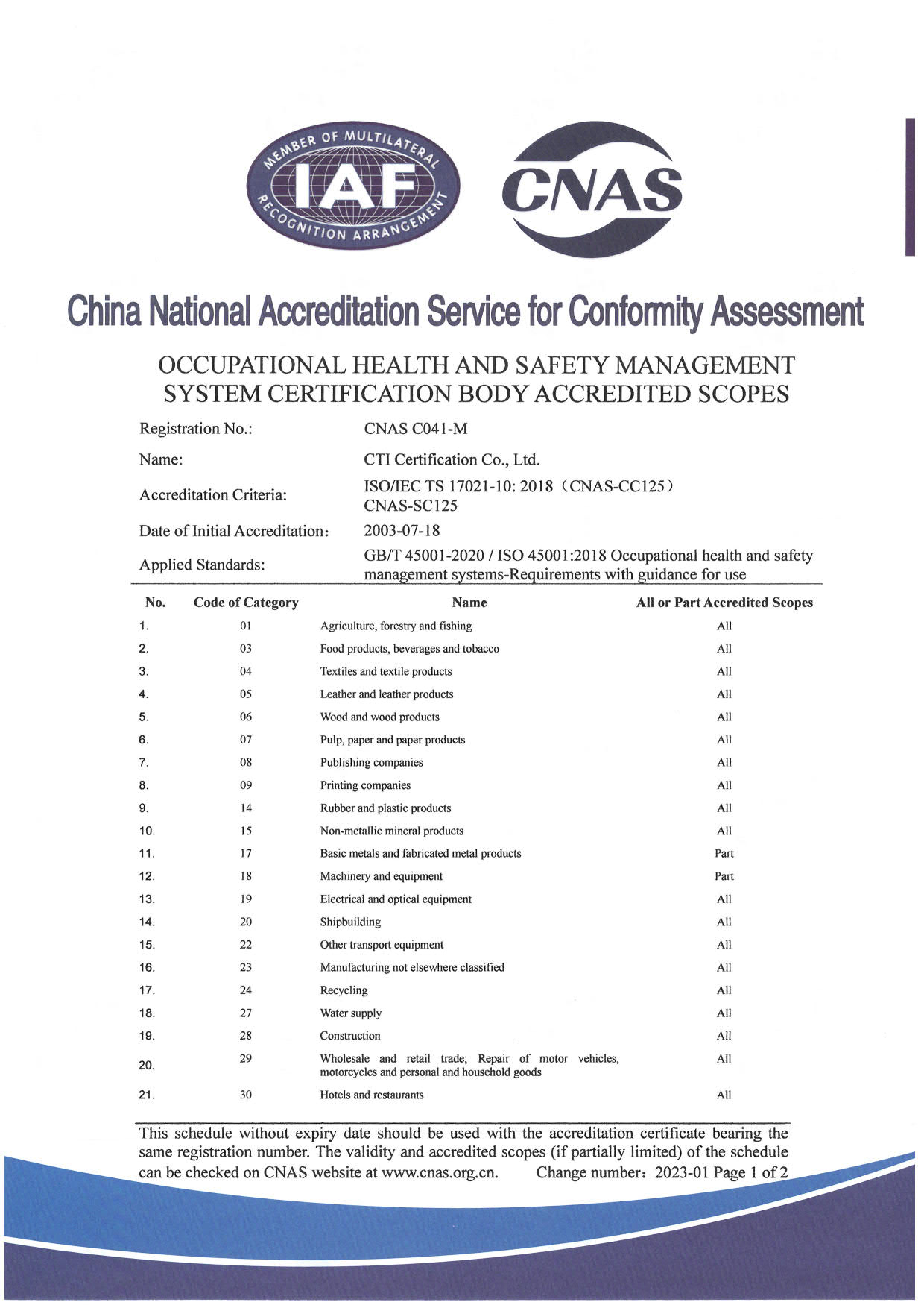 ISO 45001職業健康安全管理體系認證資質-英文版1