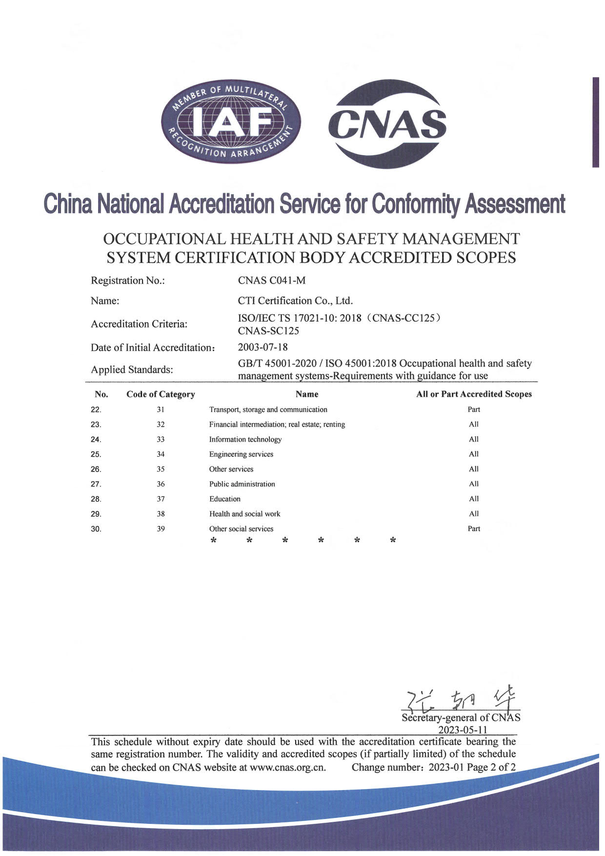 ISO 45001職業健康安全管理體系認證資質-英文版2